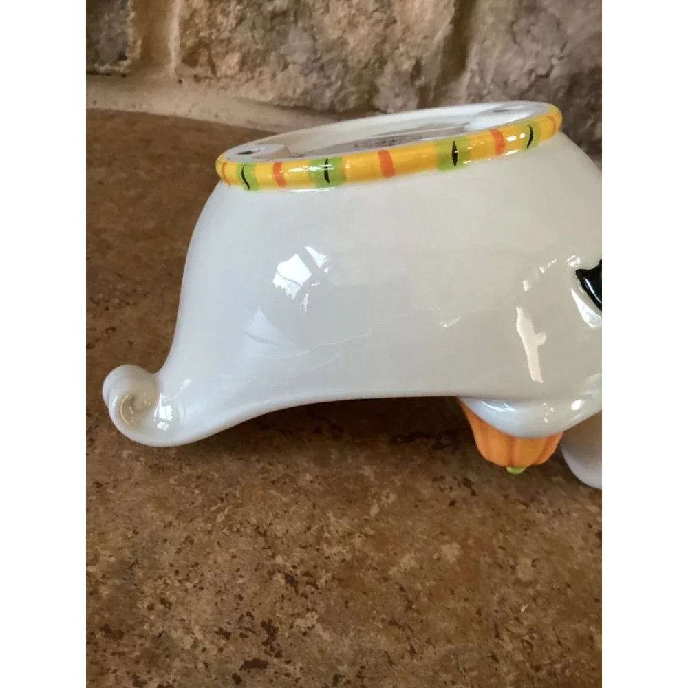 Halloween Boo Ghost Candy Dish Bowl Fitz And Floyd Bat Pumpkin Ceramic Small - Picture 5 of 6